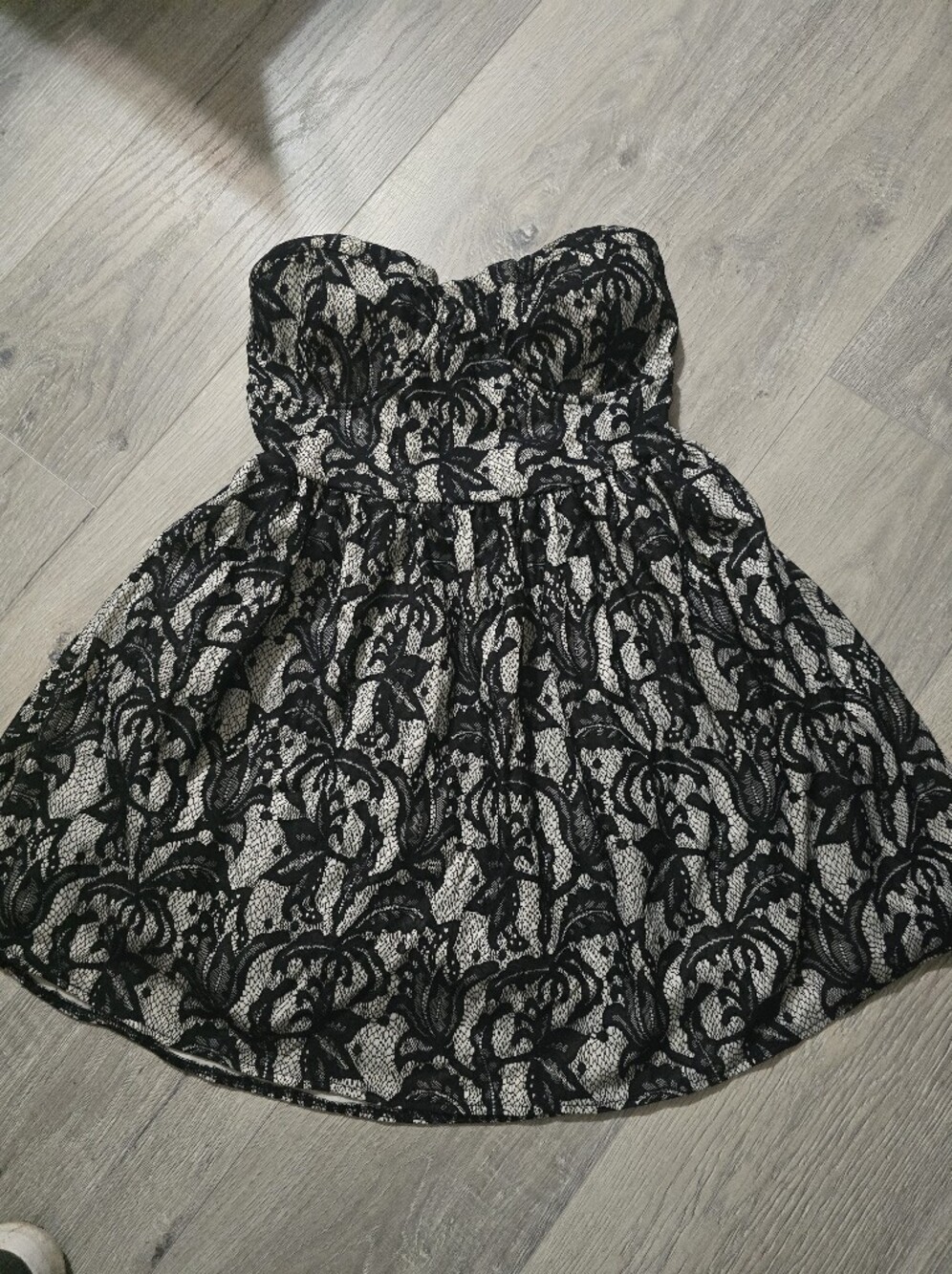 Charlotte Russe Black Lace Strapless Fit & Flare Dress